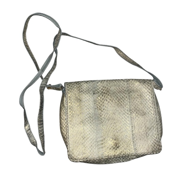 Donna Karan Gold Crossbody Bag with Snakeskin Texture